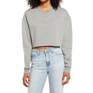 NWT Socialite Cropped Crew Neck Sweatshirt Grey Size X